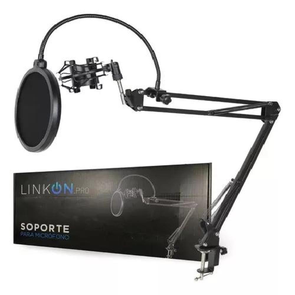 KIT SOPORTE MICRÓFONO CONDENSADOR BRAZO ANTIPOP Y ARAÑA LINKON - 1