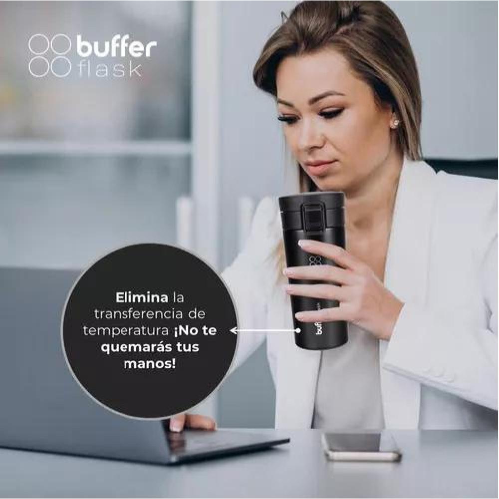 BUFFER TERMO PARA CAFE MUG VASO TERMICO 380ML 13OZ SELLABLE COLOR NEGRO - 3