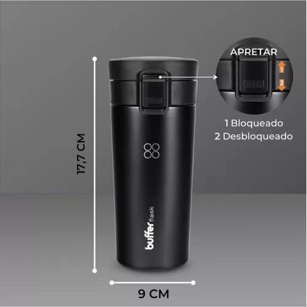 BUFFER TERMO PARA CAFE MUG VASO TERMICO 380ML 13OZ SELLABLE COLOR NEGRO - 6