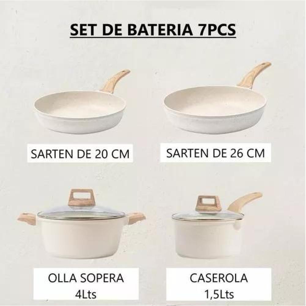 BATERIA COCINA 7PZS ANTIADHERENTE CERAMIC PROFESIONAL OLLAS - 7