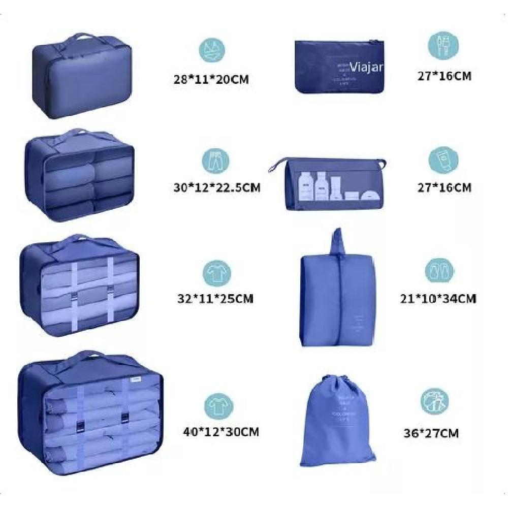 BOLSAS VIAJE 8 EN 1 COLOR AZUL ACERO - 2