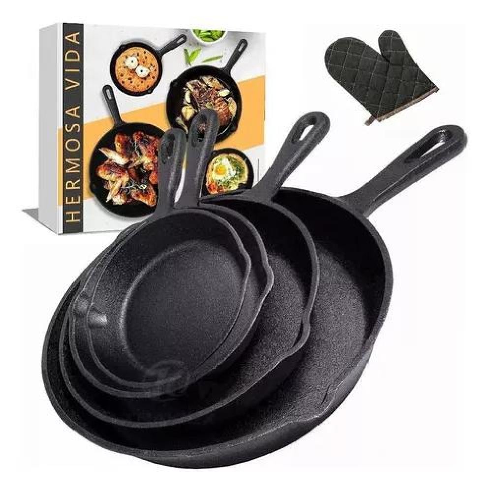 4PCS SARTENES DE HIERRO FUNDIDO SKILLET SET DE SARTENES - 1