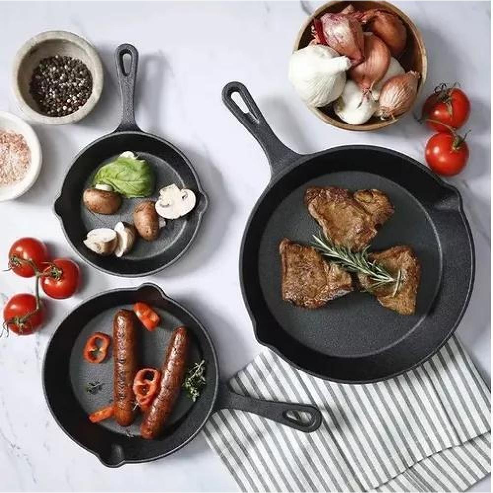 4PCS SARTENES DE HIERRO FUNDIDO SKILLET SET DE SARTENES - 8