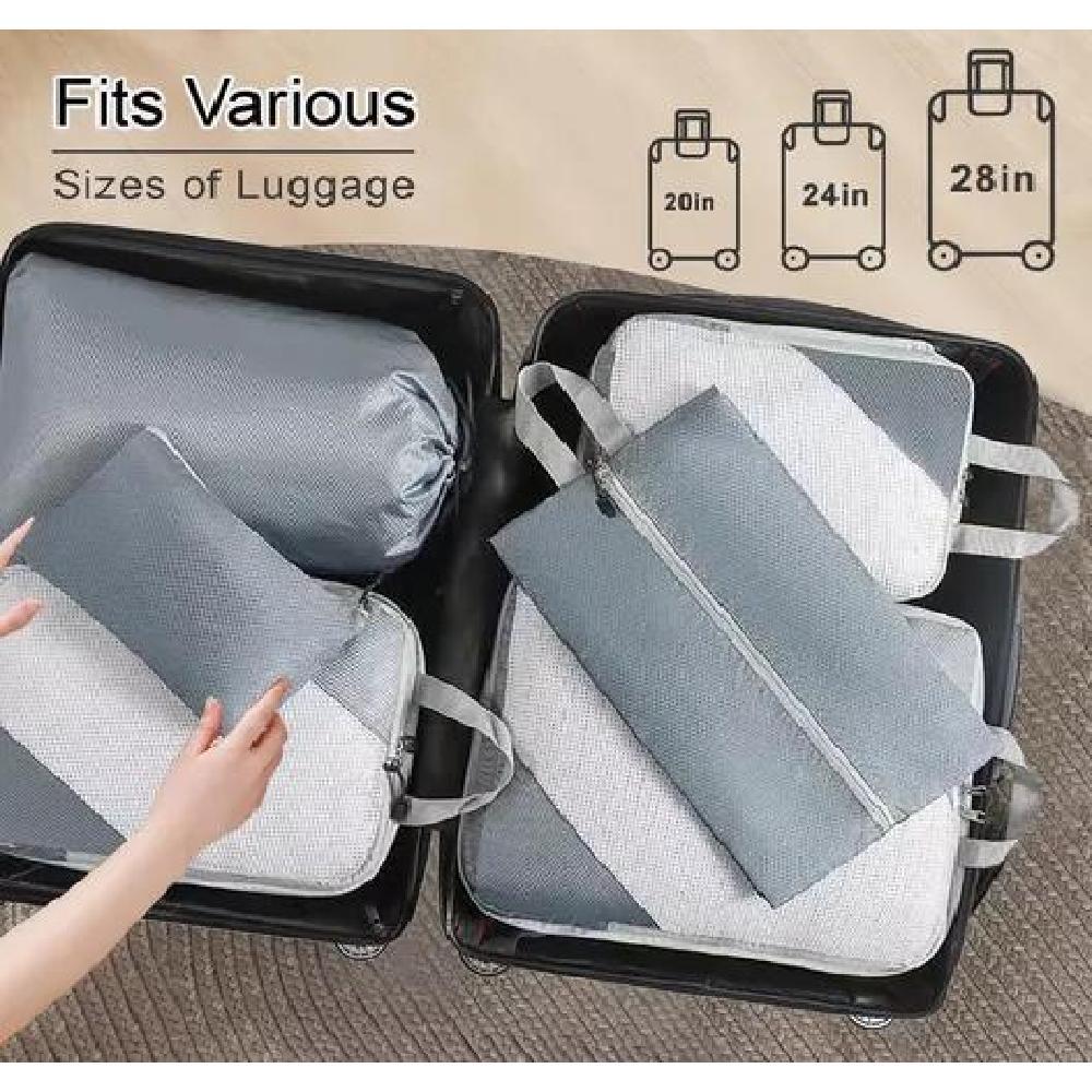 PACK X6 BOLSAS ORGANIZADORAS COMPRESIÓN MALETA GRIS ACERO - 5