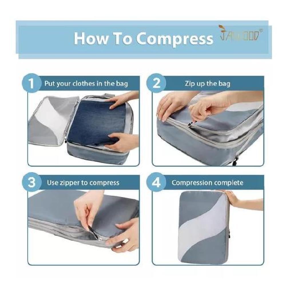 PACK X6 BOLSAS ORGANIZADORAS COMPRESIÓN MALETA GRIS ACERO - 7
