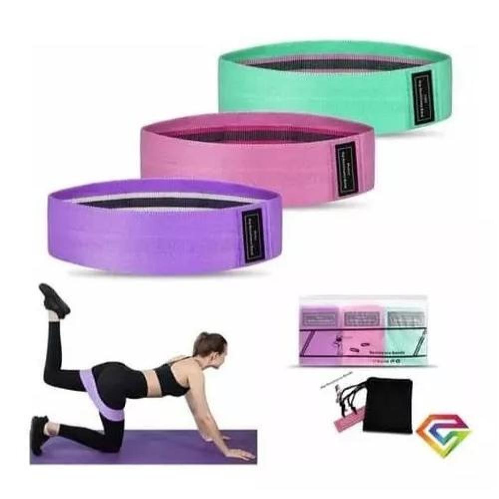 BANDAS ELÁSTICAS EJERCICIO PRO 3 PCS DE TELA CON BOLSO YOGA GIANPA - 1