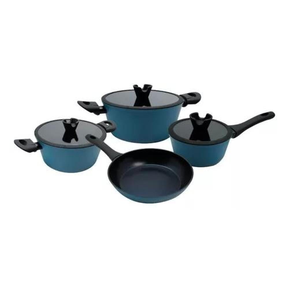 BATERÍA DE COCINA KEEP OLLAS ANTIADHERENTES DIAMOND 7 PIEZAS COLOR AZUL - 1
