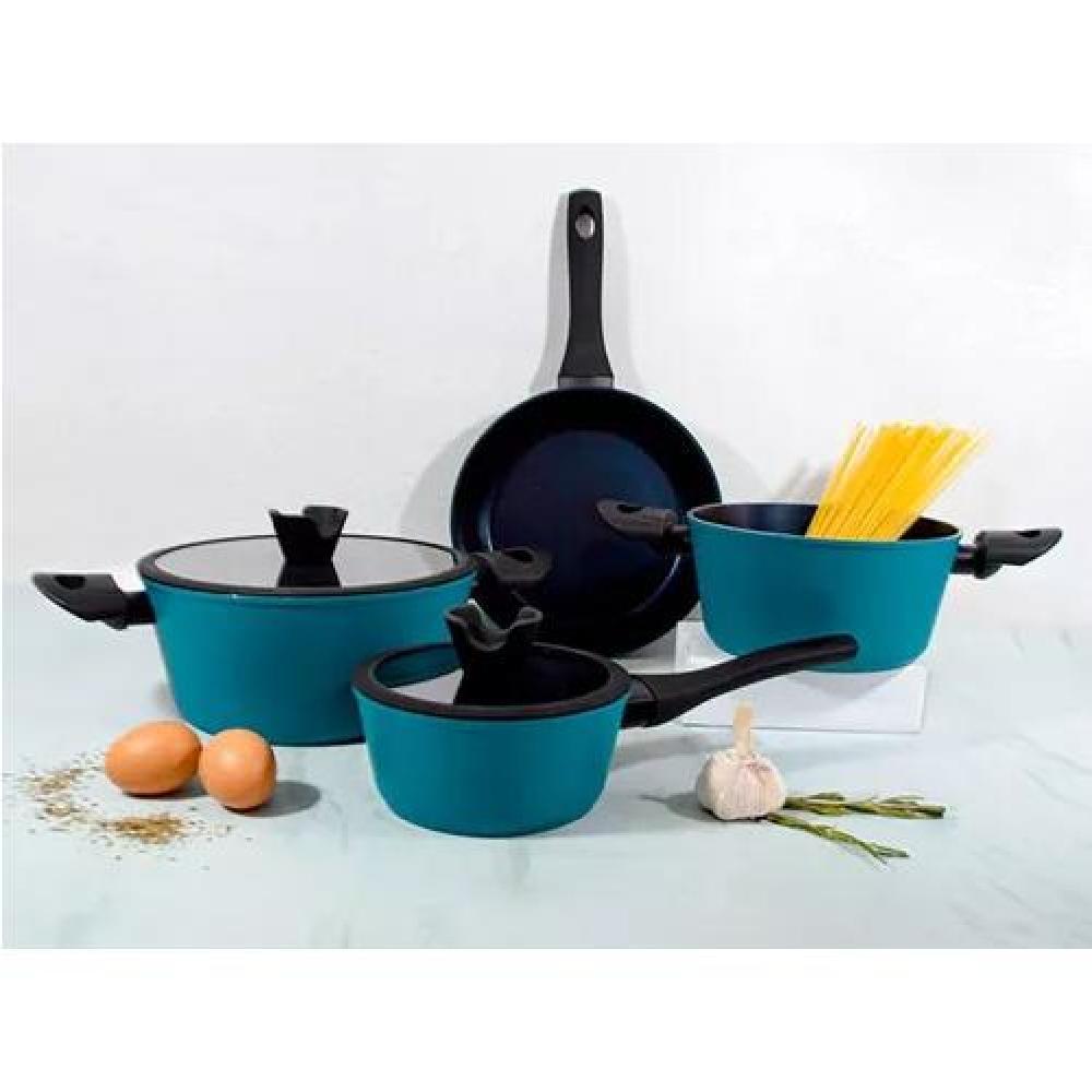 BATERÍA DE COCINA KEEP OLLAS ANTIADHERENTES DIAMOND 7 PIEZAS COLOR AZUL - 2