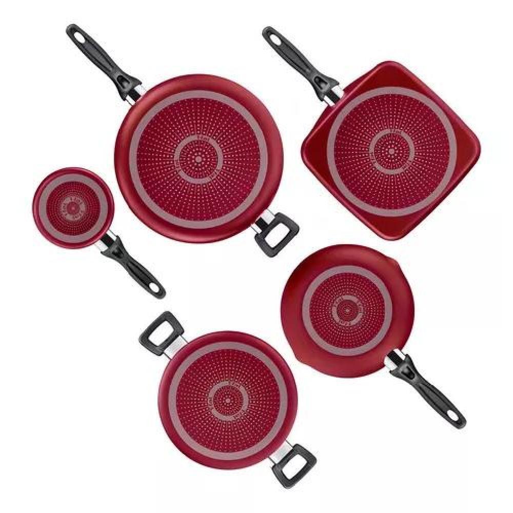 BATERÍA T-FAL 20 PIEZAS EASY CARE ALUMINIO ANTIADHERENTE COLOR ROJO - 2