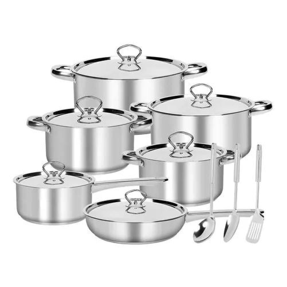 BATERÍA DE COCINA 15 PIEZAS ACERO INOXIDABLE COLOR PLATEADO - 1