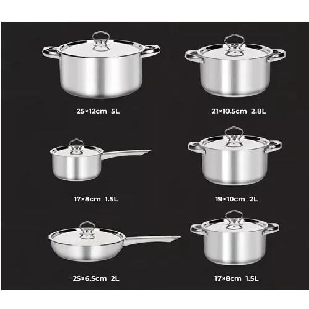 BATERÍA DE COCINA 15 PIEZAS ACERO INOXIDABLE COLOR PLATEADO - 2