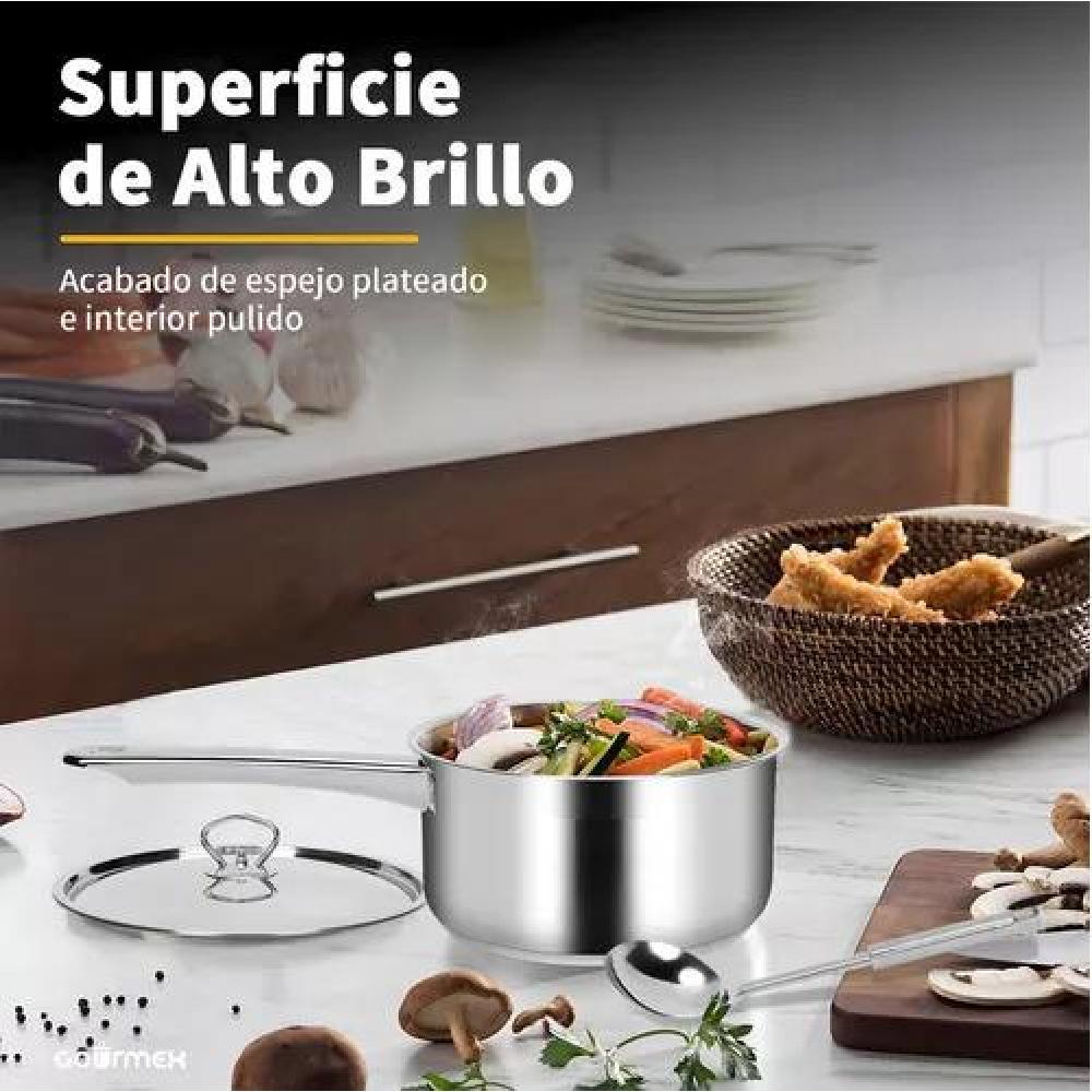 BATERÍA DE COCINA 15 PIEZAS ACERO INOXIDABLE COLOR PLATEADO - 7