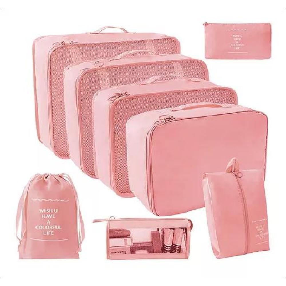 BOLSAS VIAJE 8 EN 1 COLOR ROSADO ACERO - 1