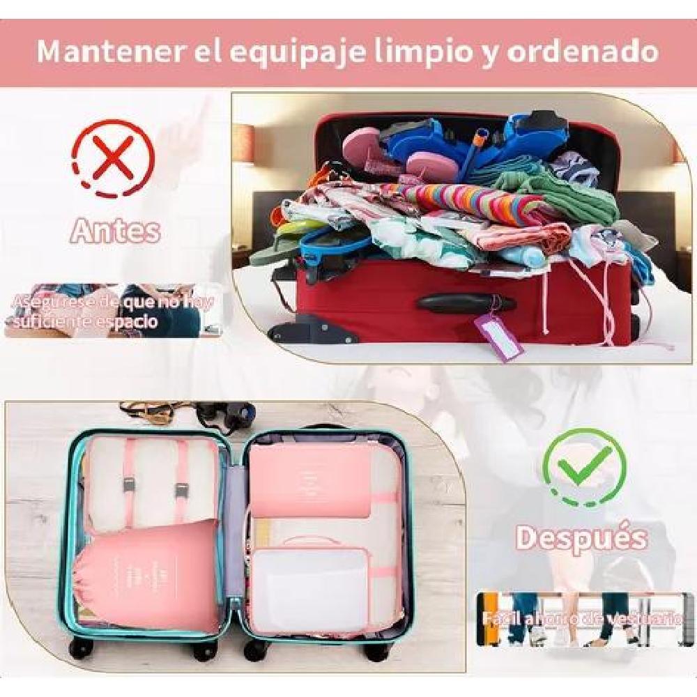 BOLSAS VIAJE 8 EN 1 COLOR ROSADO ACERO - 5