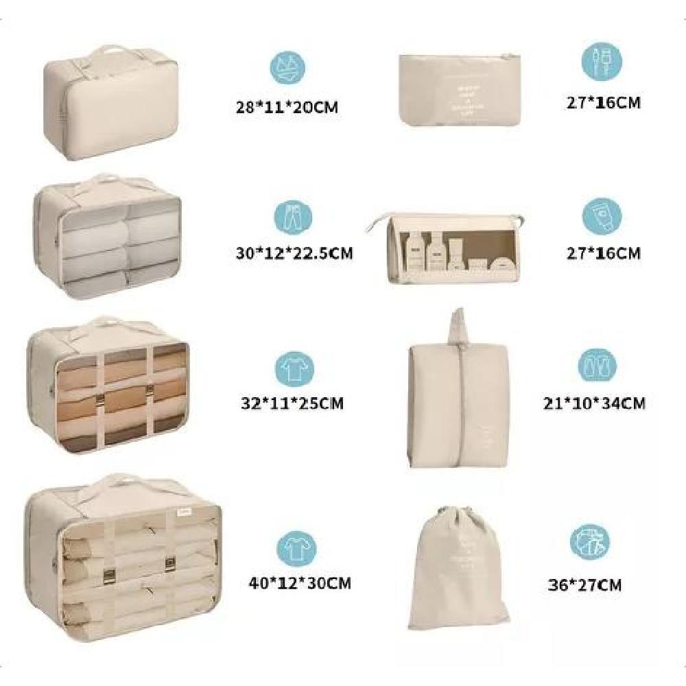 BOLSAS VIAJE 8 EN 1 COLOR BEIGE ACERO - 2