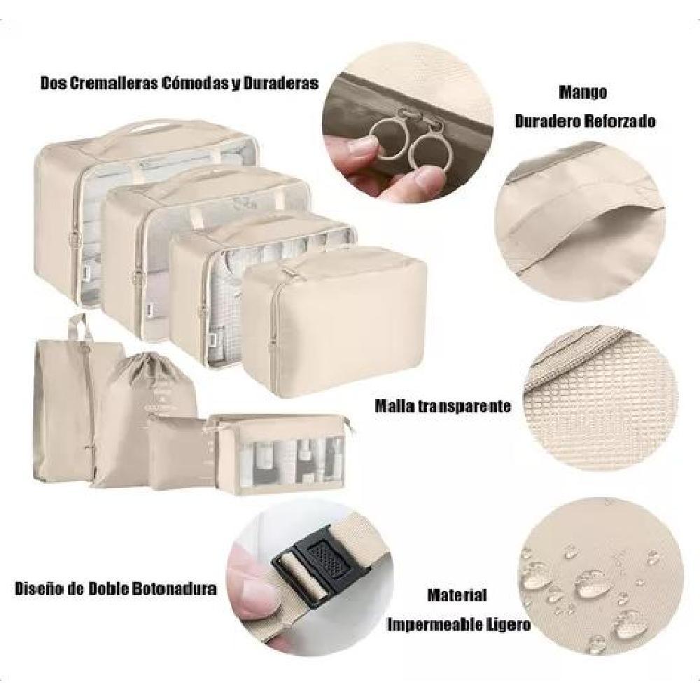 BOLSAS VIAJE 8 EN 1 COLOR BEIGE ACERO - 3