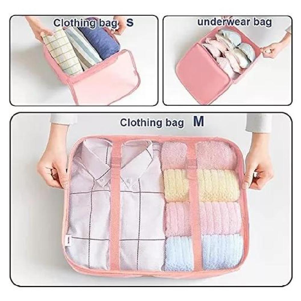 BOLSAS VIAJE 8 EN 1 ORGANIZADORAS VIAJE MALETA ROSADO ACERO - 4