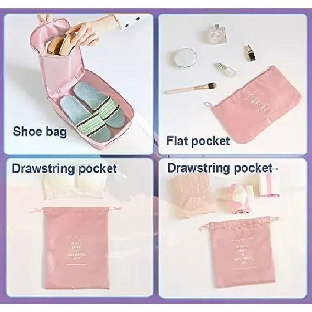 BOLSAS VIAJE 8 EN 1 ORGANIZADORAS VIAJE MALETA ROSADO ACERO - 5