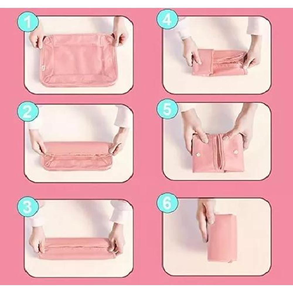 BOLSAS VIAJE 8 EN 1 ORGANIZADORAS VIAJE MALETA ROSADO ACERO - 6