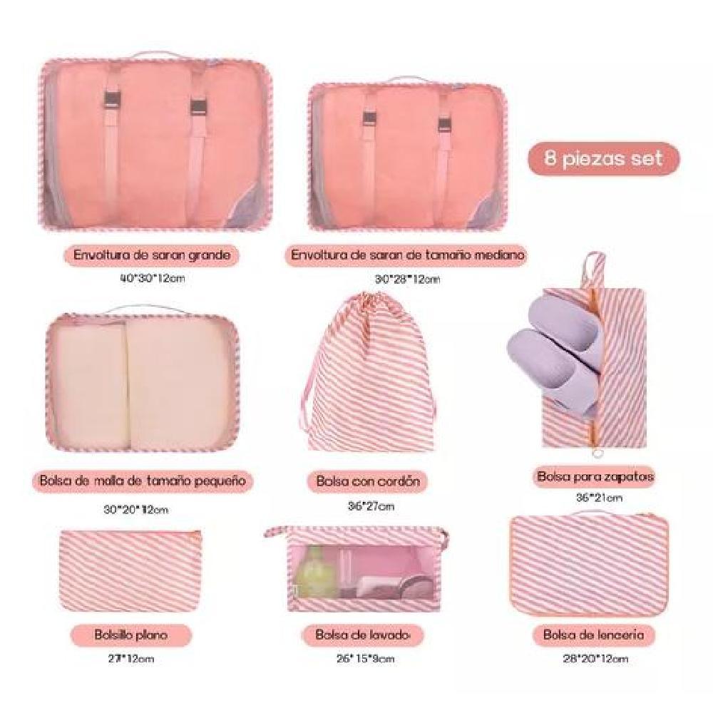 BOLSAS VIAJE 8 EN 1 ORGANIZADORAS MALETA COLOR BLANCO ACERO - 2