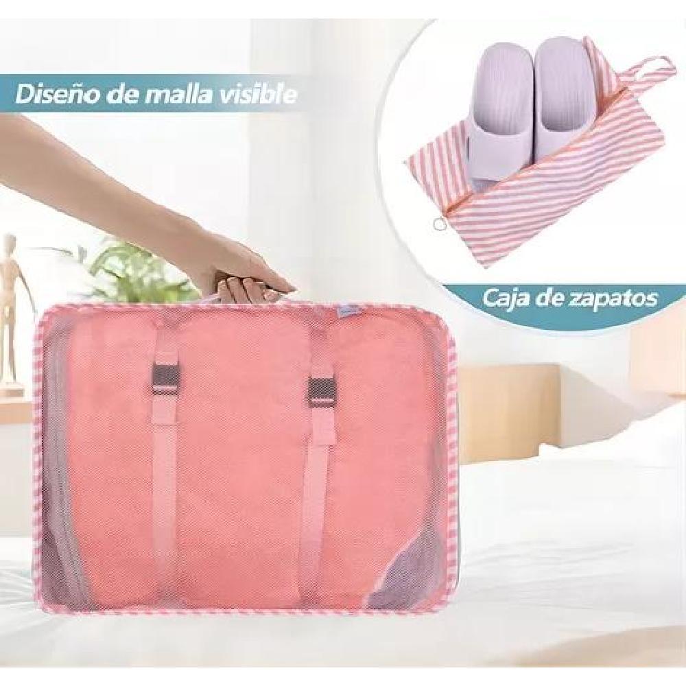 BOLSAS VIAJE 8 EN 1 ORGANIZADORAS MALETA COLOR BLANCO ACERO - 6