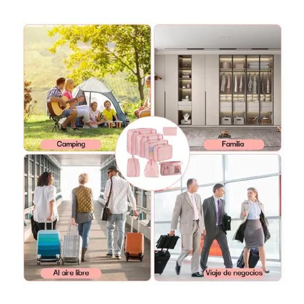 BOLSAS VIAJE 8 EN 1 ORGANIZADORAS MALETA COLOR BLANCO ACERO - 8