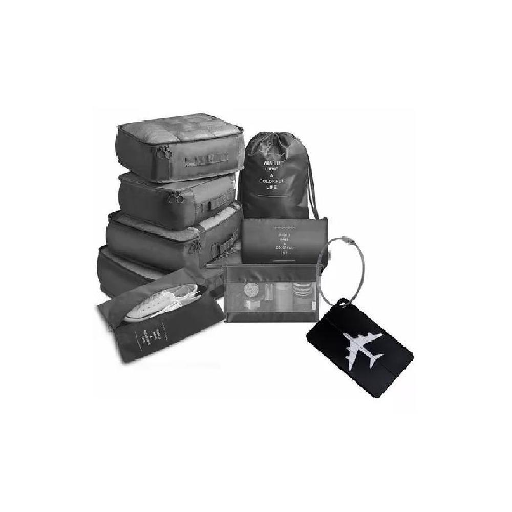 BOLSAS VIAJE 8 EN 1 ORGANIZADORAS MALETA COLOR NEGRO ACERO - 2