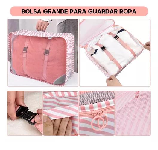 BOLSAS VIAJE 8 EN 1 ORGANIZADORAS MALETA COLOR NEGRO ACERO - 7