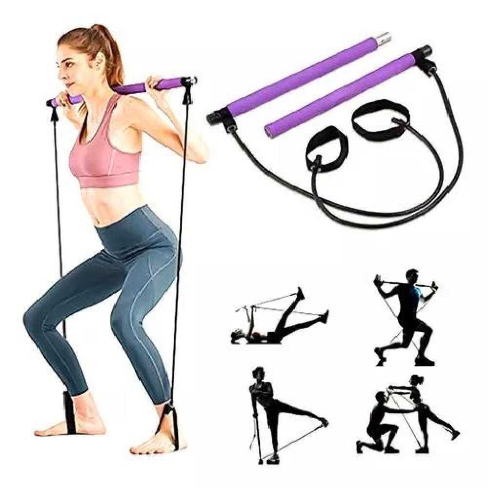 BANDA ELÁSTICA BARRA PILATES CON RESISTENCIA YOGA / COLOR MORADO - 3