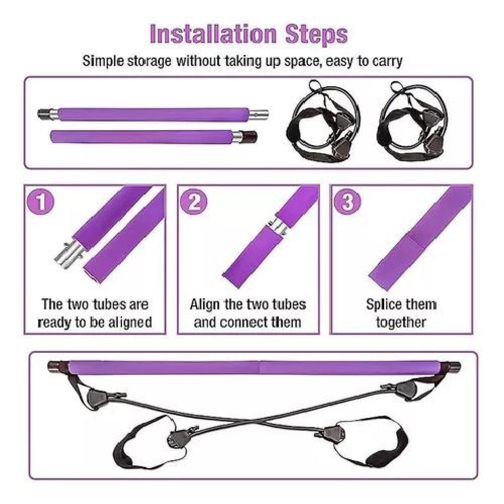 BANDA ELÁSTICA BARRA PILATES CON RESISTENCIA YOGA / COLOR MORADO - 7