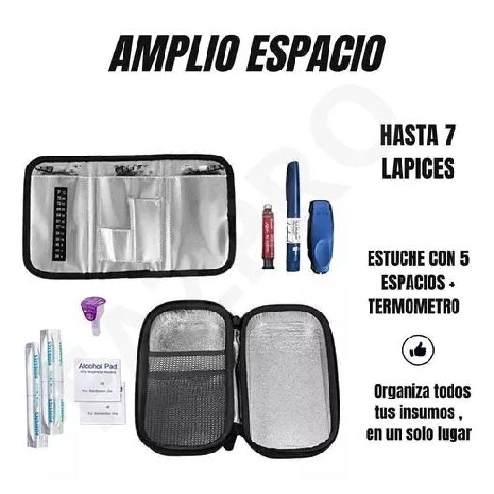 BOLSO + ESTUCHE COOLER PORTA INSULINA DIABÉTICOS + 4 HIELOS ACERO - 4