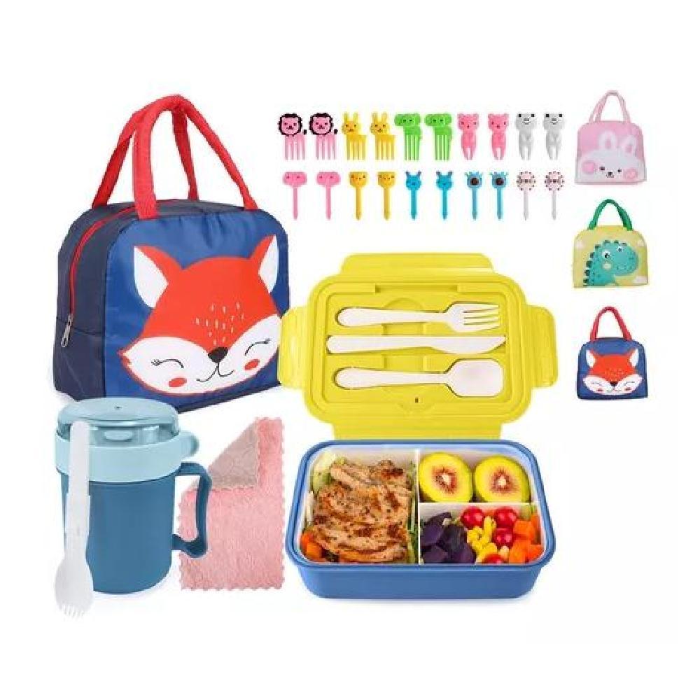 BOLSO LONCHERA TÉRMICA ESCOLAR SET 28PZS PARA NIÑOS PORTÁTIL AZUL - 1