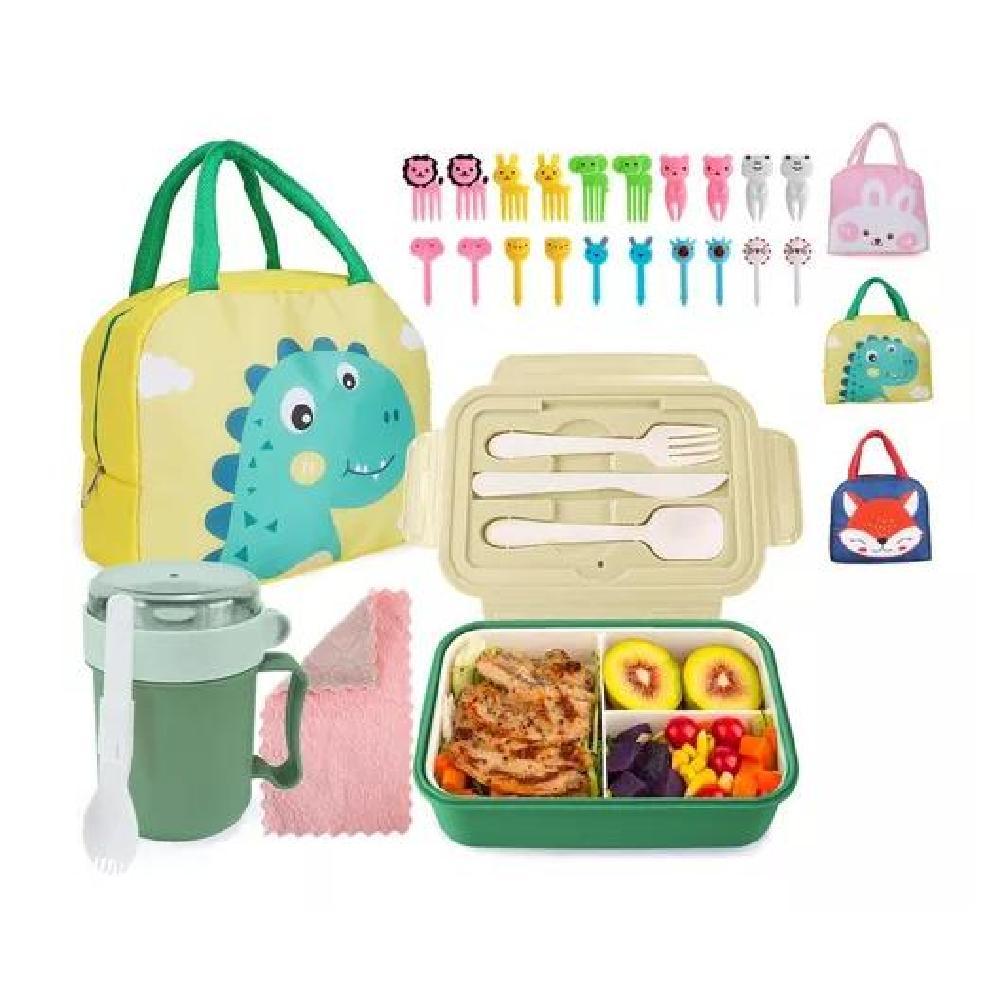 BOLSO LONCHERA TÉRMICA ESCOLAR SET 28PZS PARA NIÑOS PORTÁTIL VERDE - 1