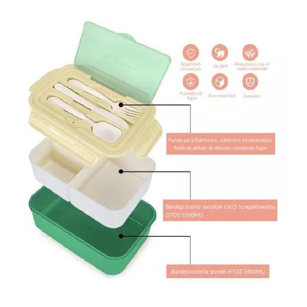 BOLSO LONCHERA TÉRMICA ESCOLAR SET 28PZS PARA NIÑOS PORTÁTIL VERDE - 2