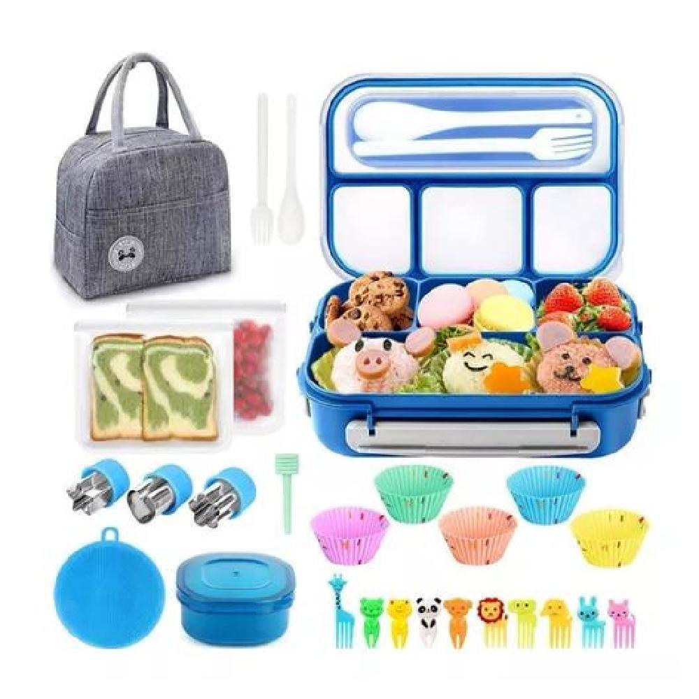 BOLSO LONCHERA TÉRMICA Y FIAMBRERA SET PARA NIÑOS ADULTOS COLOR AZUL - 1