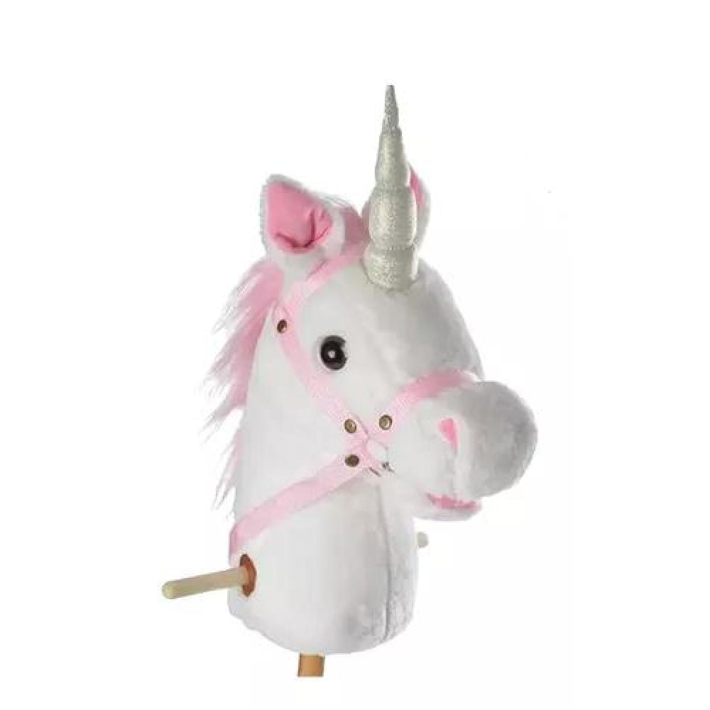 CABALLITO DE PALO BLANCO CON SONIDO Y RUEDA DE 100 CM PARA NIÑOS COLOR - 1
