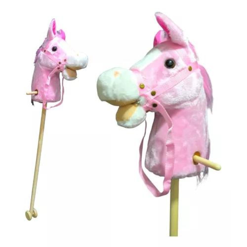 CABALLITO DE PALO ROSADO CON SONIDO Y RUEDA DE 100 CM PARA NIÑOS COLOR - 1