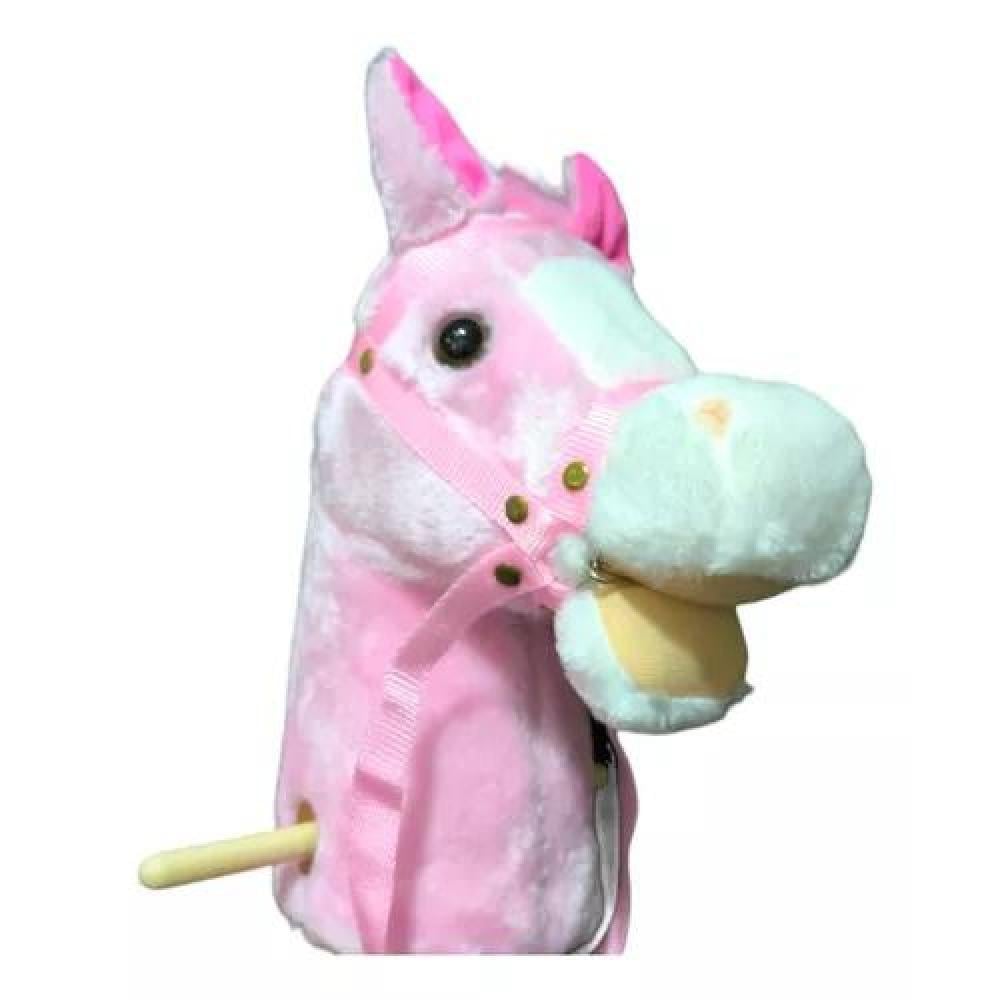 CABALLITO DE PALO ROSADO CON SONIDO Y RUEDA DE 100 CM PARA NIÑOS COLOR - 2