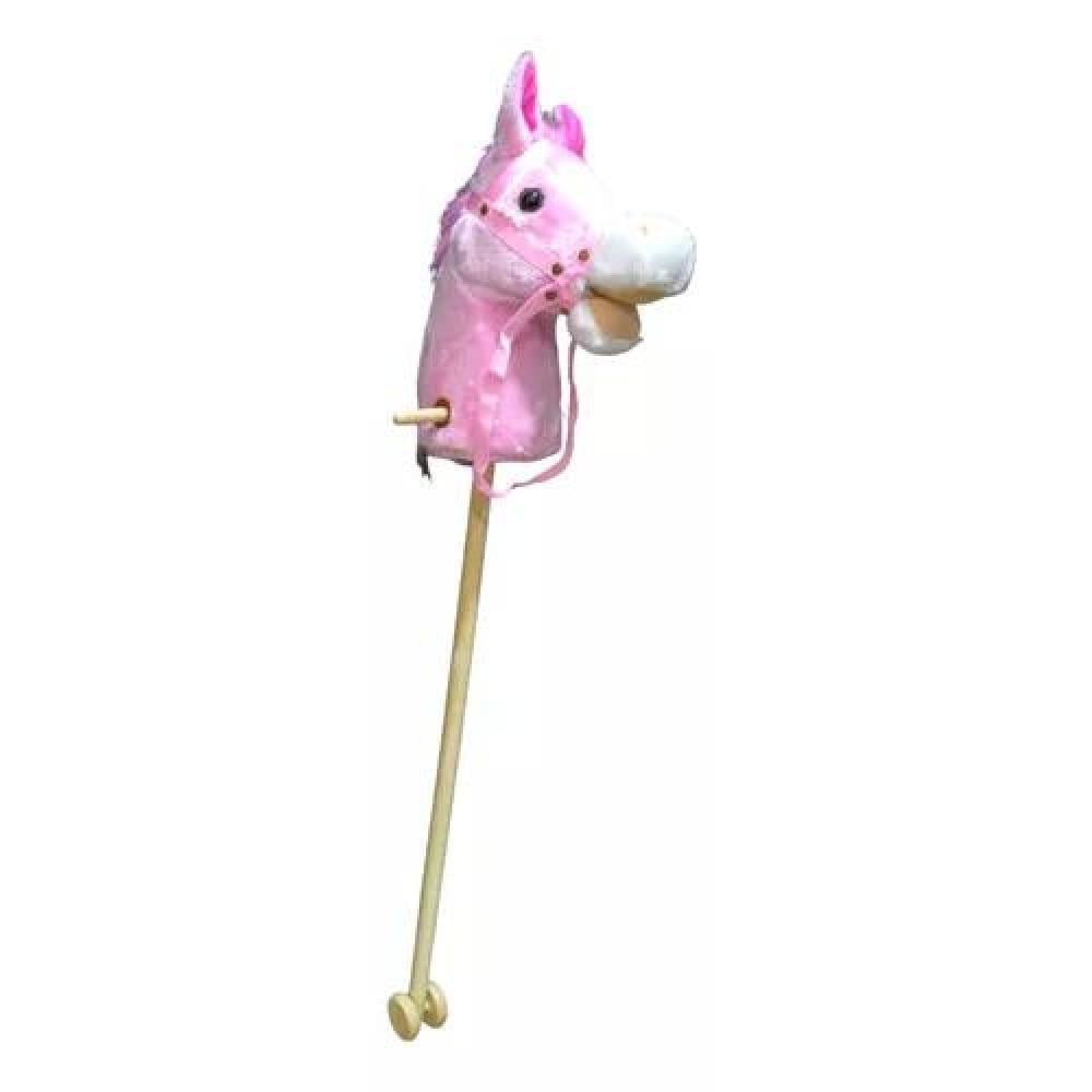 CABALLITO DE PALO ROSADO CON SONIDO Y RUEDA DE 100 CM PARA NIÑOS COLOR - 3