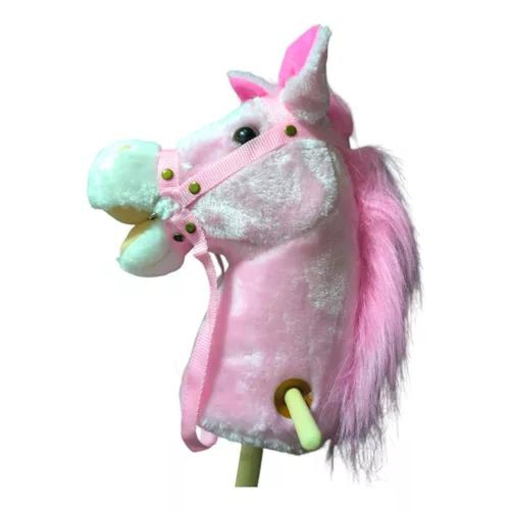 CABALLITO DE PALO ROSADO CON SONIDO Y RUEDA DE 100 CM PARA NIÑOS COLOR - 6