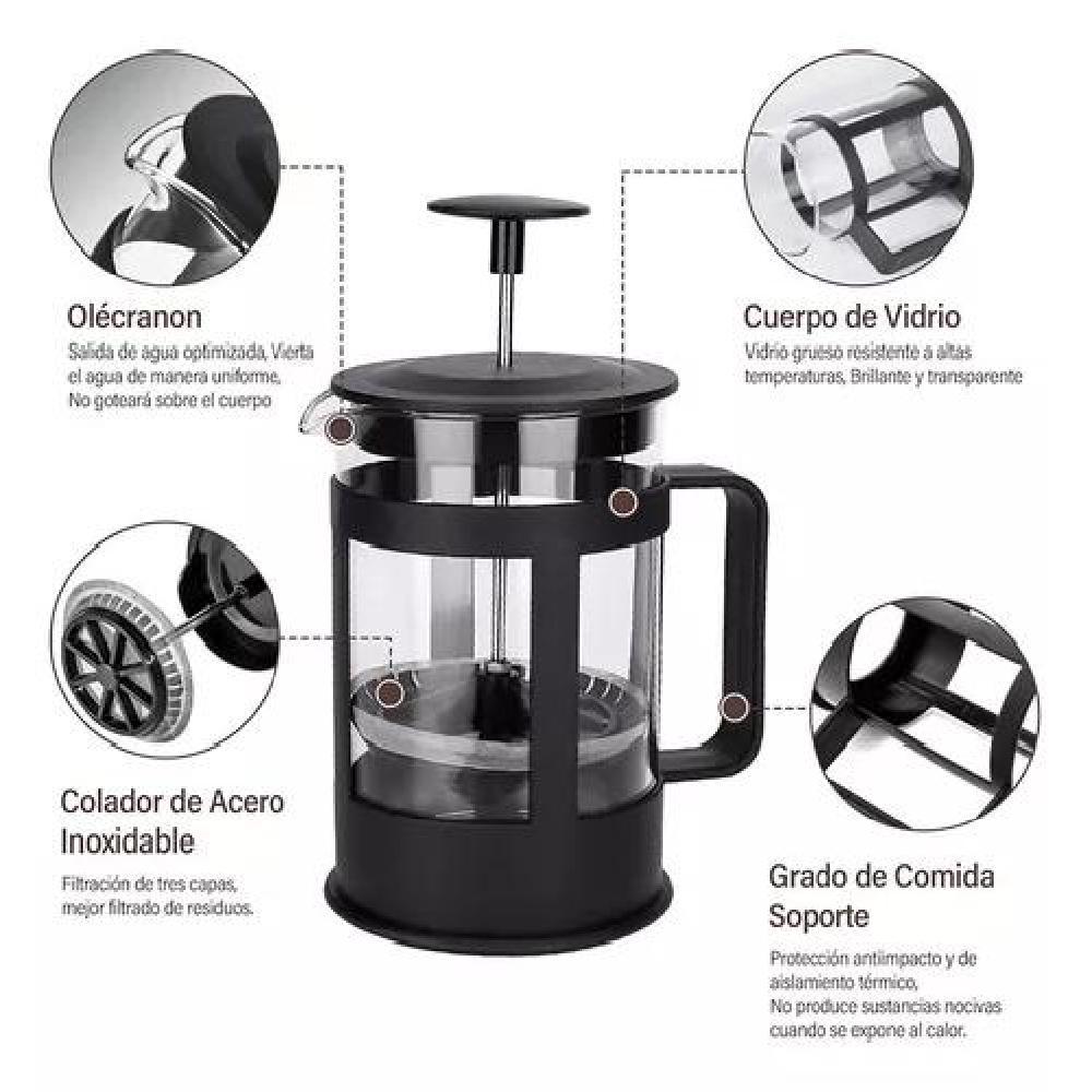 CAFETERA FRANCESA 350ML PRENSA FRANCESA ESPUMADORA - 5