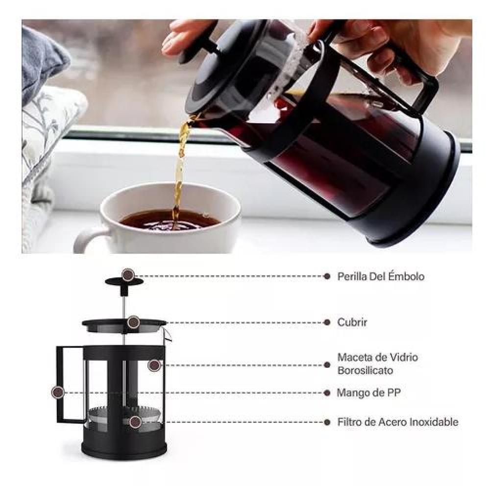 CAFETERA FRANCESA 350ML PRENSA FRANCESA ESPUMADORA - 7