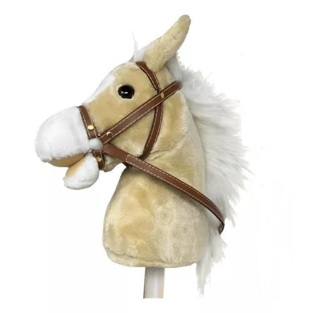 CABALLITO DE PALO CREMA CON SONIDO Y RUEDA DE 100 CM PARA NIÑOS COLOR - 1