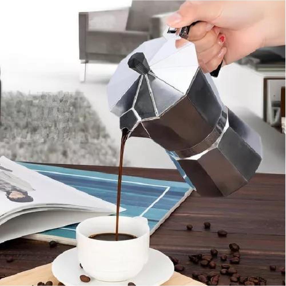 CAFETERA ITALIANA ALUMINIO 6 TAZAS COCINA TETERA COLOR GRIS - 2