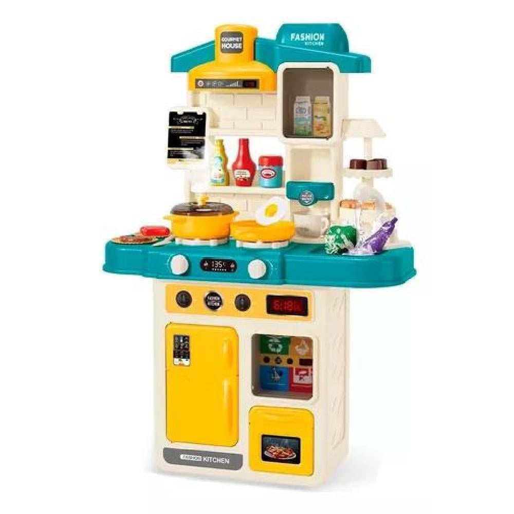 COCINA INTERACTIVA COCIN6 NIÑAS NIÑOS JUGUETE MODERNA SONIDO LUCES AZUL - 1