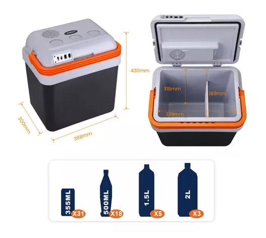 COOLER ELÉCTRICO 24 LT 12V AUTOS O ENCHUFE AC / DC COLOR GRIS LERNEN 24L ACERO - 2