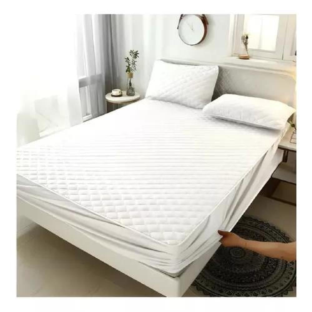 CUBRECOLCHÓN BLANCO IMPERMEABLE 1.5 + FUNDA IMPERMEABLE - 1
