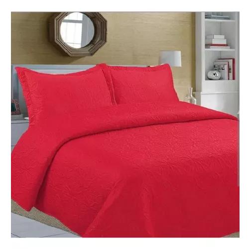 CUBRECAMA 2 PLAZAS ROJO VERANO LISOS COLOR - 3