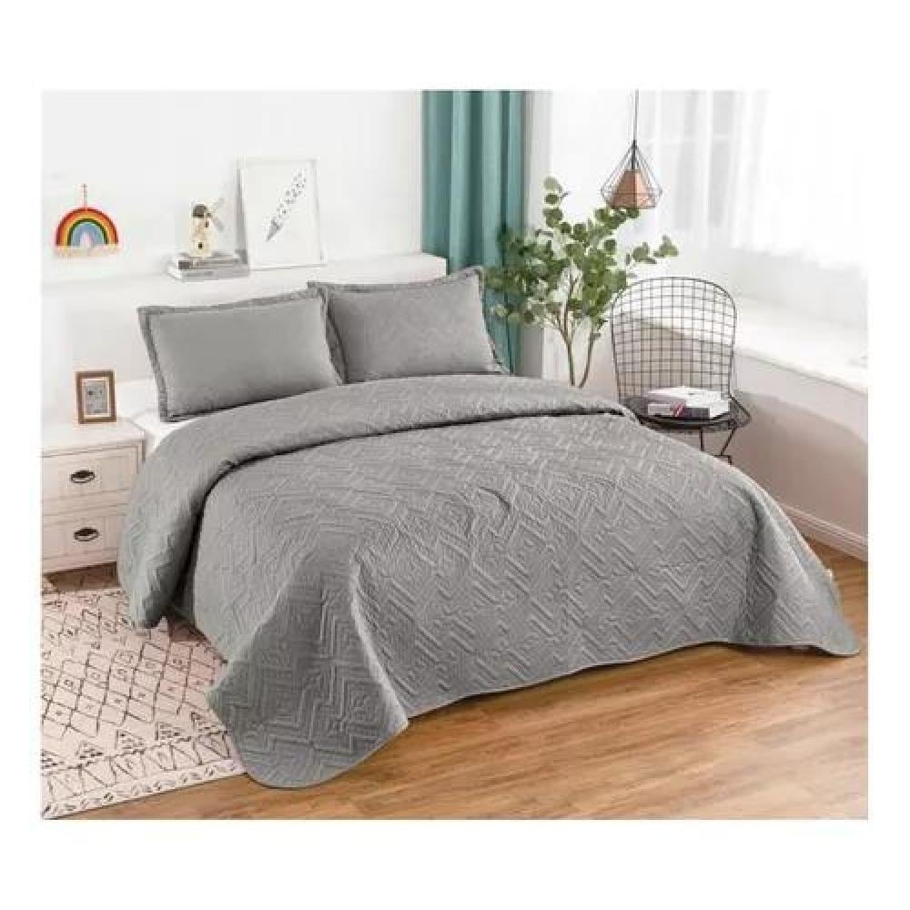CUBRECAMA 2 PLAZAS GRIS VERANO LISOS COLOR - 2