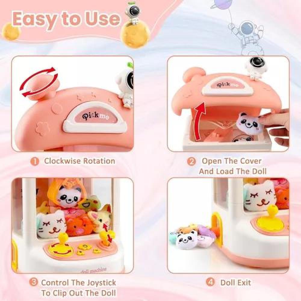 MINI MÁQUINA AGARRA ATRAPA PELUCHES COLOR ROSADO - 6